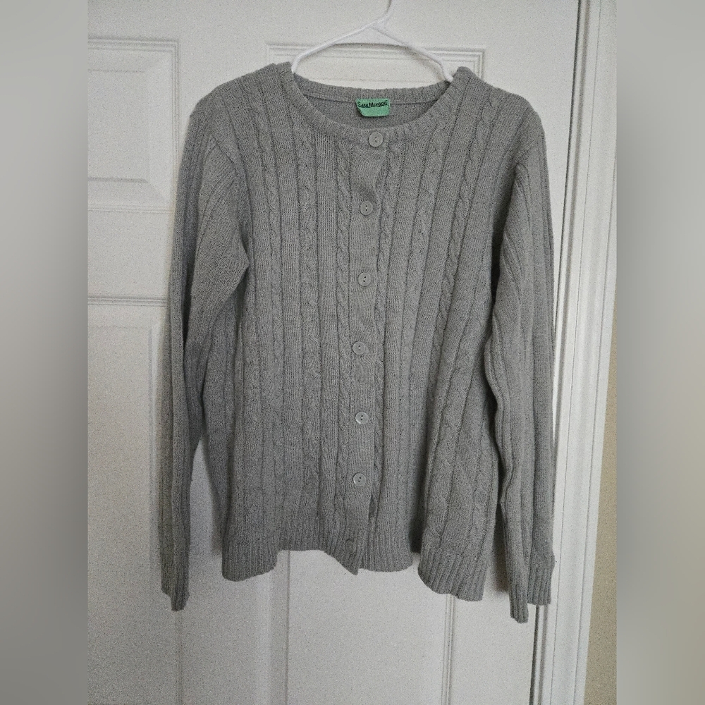 Classic Gray Cable Knit Cardigan